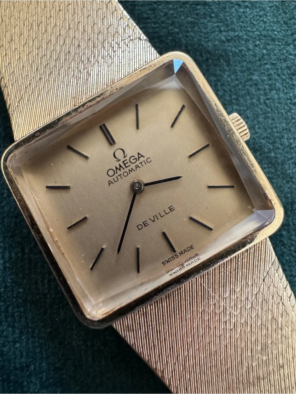 Vintage Omega De Ville Vintage Square Gold Tone Watch - Solid Gold